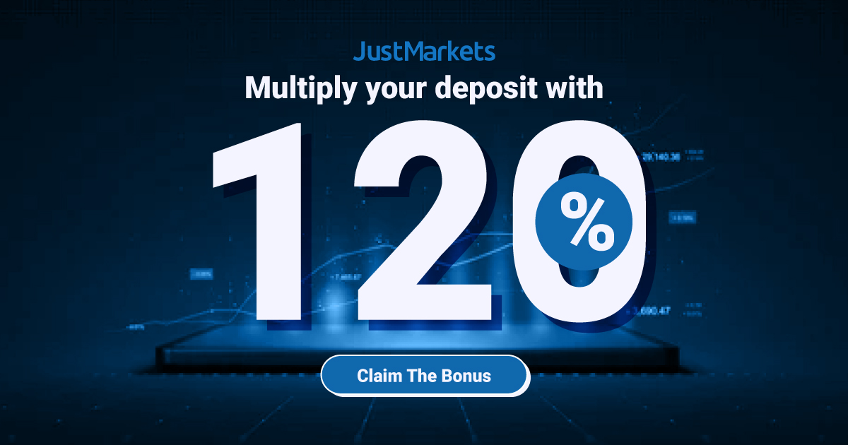 120% Deposit Bonus of forex trading by JustMarkets