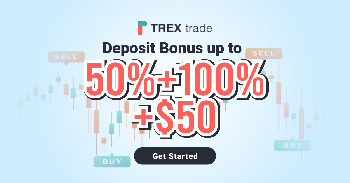 Receive $50 Cash 50% Deposit Bonus 100% Welcome Bonus - TREXtrade